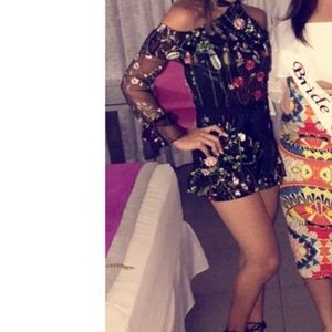 Banjul black floral romper